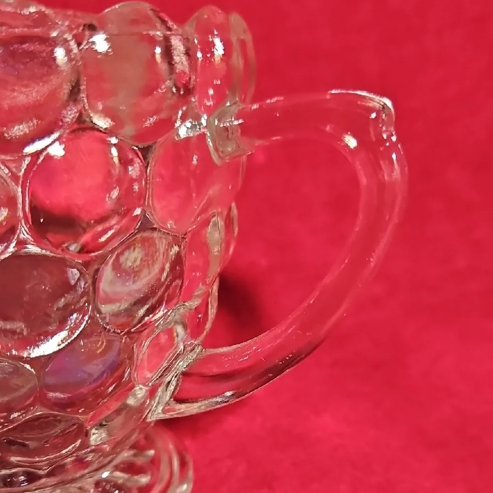 Vintage Anchor Hocking Clear Glass Bubble Creamer and Open Sugar Bowl Set of 2